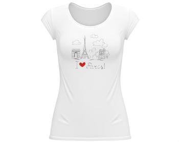 Dámské tričko velký výstřih I Love Paris