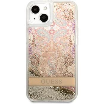 Guess Liquid Glitter Paisley kryt pro Apple iPhone 13 mini Gold (GUHCP13SLFLSD)