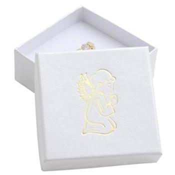 Šperky4U Bílá dárková krabička, zlatý anděl - KR0358-GD