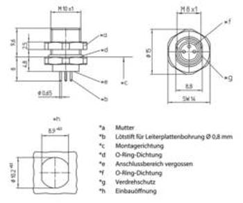 Vestavný zástrčkový konektor pro senzory - aktory Lutronic 0821 04 T10CP 1221 zásuvka, vestavná, 1 ks