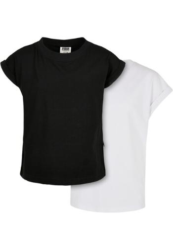 Urban Classics Girls Organic Extended Shoulder Tee 2-Pack black/white - 110/116