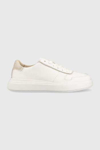 Kožené sneakers boty Calvin Klein Low Top Lace Up bílá barva