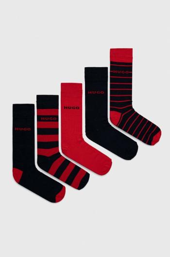 Ponožky HUGO 5-pack pánské, červená barva