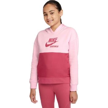 Nike NSW HERITAGE FT HOODIE G Dívčí mikina, růžová, velikost XL