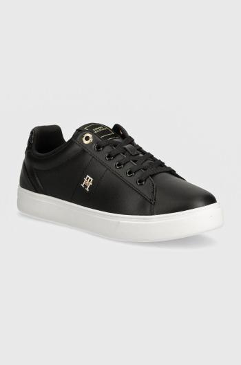 Kožené sneakers boty Tommy Hilfiger ELEVATED ESSENT SNEAKER MONOGRAM černá barva, FW0FW07999