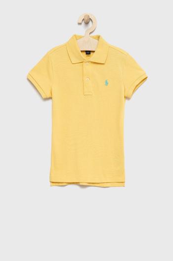 Dětské bavlněné tričko Polo Ralph Lauren žlutá barva, s límečkem