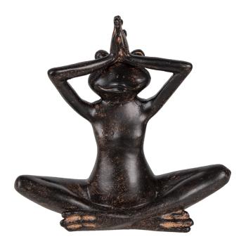 Černá dekorativní soška meditující žáby s patinou - 15*6*14 cm 6PR3387