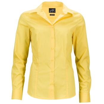 James & Nicholson Dámská košile s dlouhým rukávem JN641 - Žlutá | S