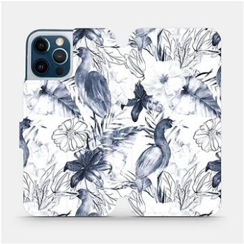 Flipové pouzdro na mobil Apple iPhone 12 Pro Max - MX09S Modravé květy (5903516378173)