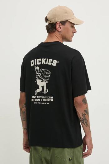 Bavlněné tričko Dickies BUILDER černá barva, s potiskem, DK0A85SY