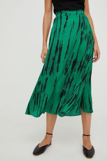 Hedvábná sukně Answear Lab Silk Blend zelená barva, maxi, áčková