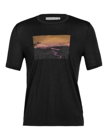 pánské merino triko krátký rukáv ICEBREAKER Mens Tech Lite II SS Tee Mountain Mantra, Black velikost: M