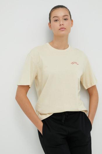 Bavlněné tričko Outhorn béžová barva