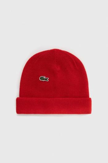 Vlněný klobouk Lacoste červená barva, z tenké pleteniny