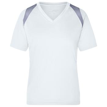 James & Nicholson Dámské běžecké tričko s krátkým rukávem JN396 - Bílá / stříbrná | M