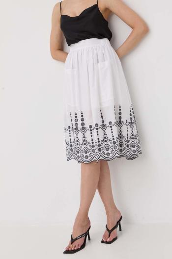 Bavlněná sukně MAX&Co. bílá barva, midi, áčková