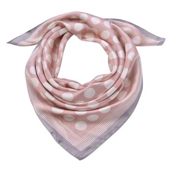 Růžový šátek Michele s bílými puntíky- 70*70 cm MLSC0486P