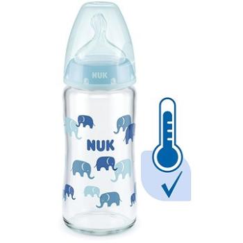 NUK FC+ láhev sklo s kontrolou teploty 240 ml, modrá (BABY20611a)
