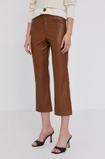 Kalhoty Marella dámské, hnědá barva, široké, medium waist
