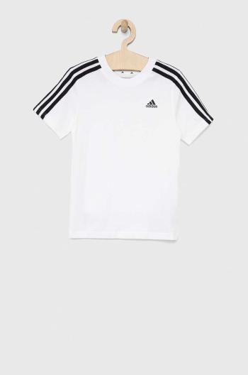 Dětské bavlněné tričko adidas U 3S bílá barva, s aplikací