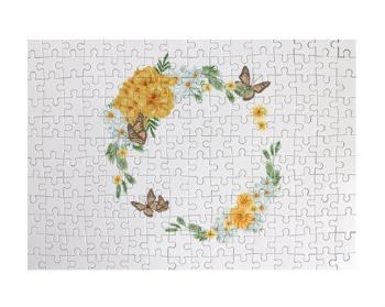 Puzzle A3 130 dílků Květinový rámeček s motýly