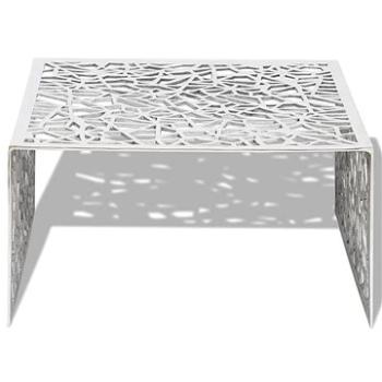 Hliníkový konferenční stolek stříbrný s geometrickým prolamováním (242328)