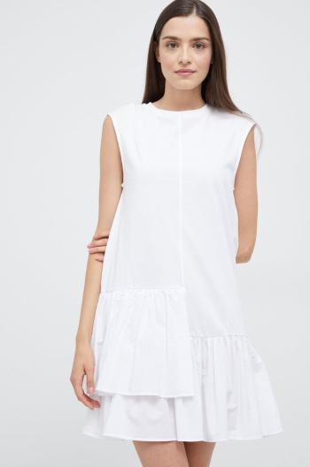 Bavlněné šaty Sisley bílá barva, mini