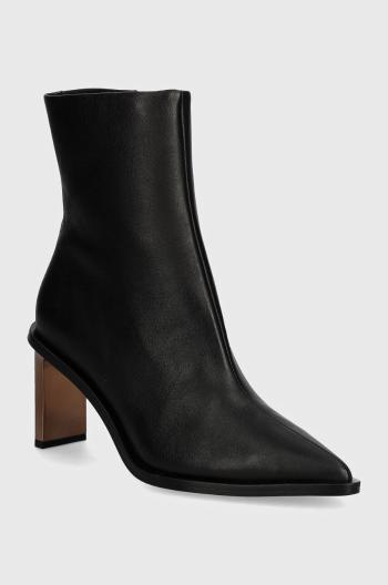 Kožené kotníkové boty Calvin Klein ANKLE BOOT 70 LTH dámské, černá barva, na podpatku, HW0HW02092