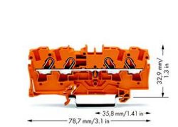 Průchodková svorka WAGO 2004-1402, pružinová svorka, 6.20 mm, oranžová, 50 ks