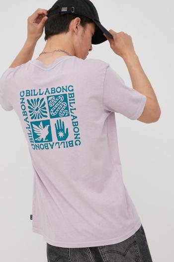 Bavlněné tričko Billabong fialová barva, s potiskem