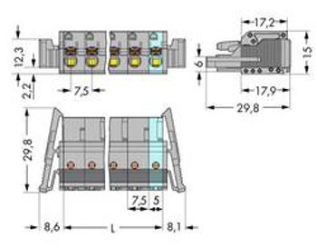 Zásuvkový konektor na kabel WAGO 2231-213/037-000, 111.70 mm, pólů 13, rozteč 7.50 mm, 10 ks