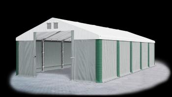 Garážový stan 8x8x4m střecha PVC 560g/m2 boky PVC 500g/m2 konstrukce ZIMA Šedá Bílá Zelené