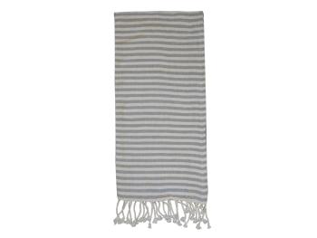 Slabounký bavlněný ručník / osuška se šedými pruhy a třásněmi - 90*180 cm 16861-25