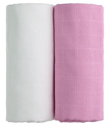 T-Tomi Látkové TETRA osušky, white + pink / bílá + růžová 2 ks