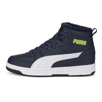 Puma REBOUND JOY FUR JR Dětské zateplené boty, tmavě modrá, velikost 38.5