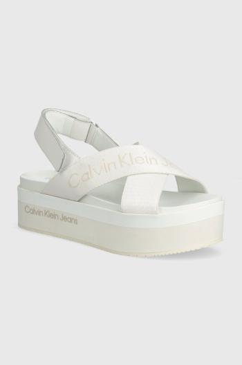 Sandály Calvin Klein Jeans FLATFORM SANDAL SLING IN MR dámské, bílá barva, na platformě, YW0YW01362