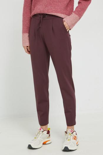 Kalhoty JDY dámské, vínová barva, jednoduché, high waist