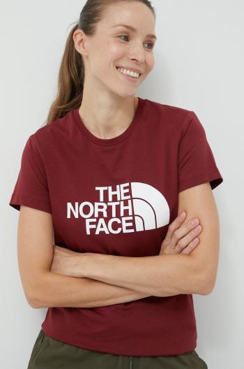 Bavlněné tričko The North Face vínová barva