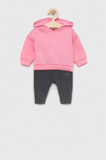 Dětská tepláková souprava adidas růžová barva