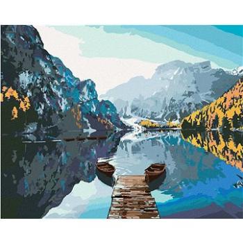 Diamondi - Diamantové malování - LODĚ NA JEZEŘE BRAIES, 40x50 cm, Vypnuté plátno na rám (606036B)