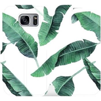 Flipové pouzdro na mobil Samsung Galaxy S7 Edge - MG06P Zelené listy na bílém pozadí (5903226337668)