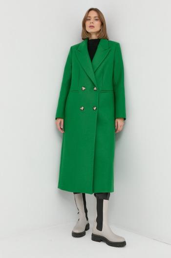 Vlněný kabát Ivy Oak zelená barva, přechodný, dvouřadový