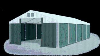 Garážový stan 6x10x3m střecha PVC 560g/m2 boky PVC 500g/m2 konstrukce ZIMA Zelená Bílá Šedé
