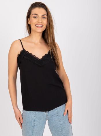 ČERNÝ TOP VITA S KRAJKOVÝM VÝSTŘIHEM -D73761M11059A-BLACK Velikost: XS