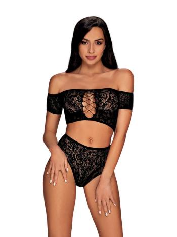 Žhavý set Inessita top & panties - Obsessive S/M/L Černá