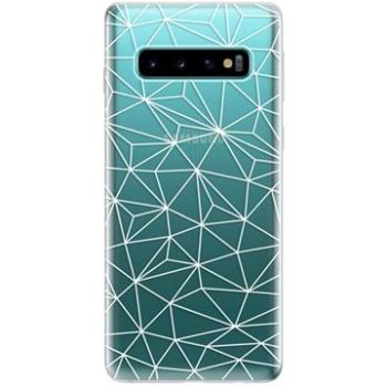 iSaprio Abstract Triangles 03 - white pro Samsung Galaxy S10 (trian03w-TPU-gS10)