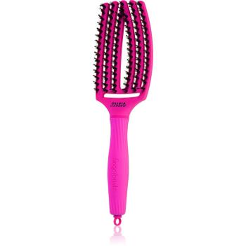 Olivia Garden Fingerbrush ThinkPink plochý kartáč s nylonovými a kančími štětinami Neon Violet 1 ks