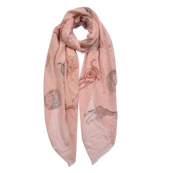 Růžový šátek se zvířaty - 70*180 cm MLSC0409P