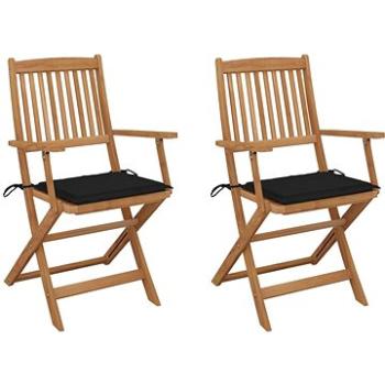 Skládací zahradní židle s poduškami 2 ks masivní akáciové dřevo, 3064597 (3064597)