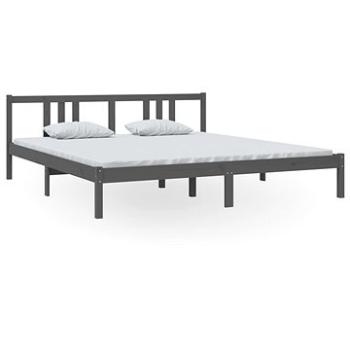 Rám postele šedý masivní dřevo 180 × 200 cm Super King, 814901 (814901)